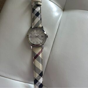 Burberry Plaid Watch with Silver Case